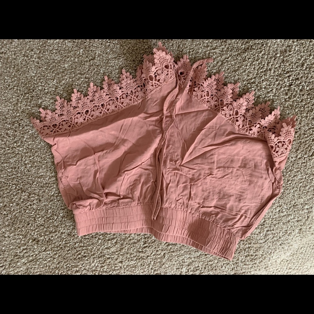 Light pink Lacey fringe shorts size S